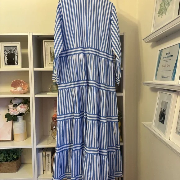 Dainty Jewells Blue and White Striped Long Sleeve Dress - Picture 5 of 5